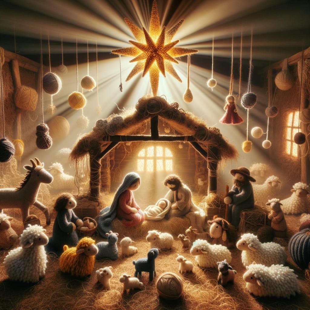 Enchanting Yarn Animation of Nativity Scene