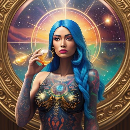 Surreal Woman with Hourglass, Golden Hour Lighting