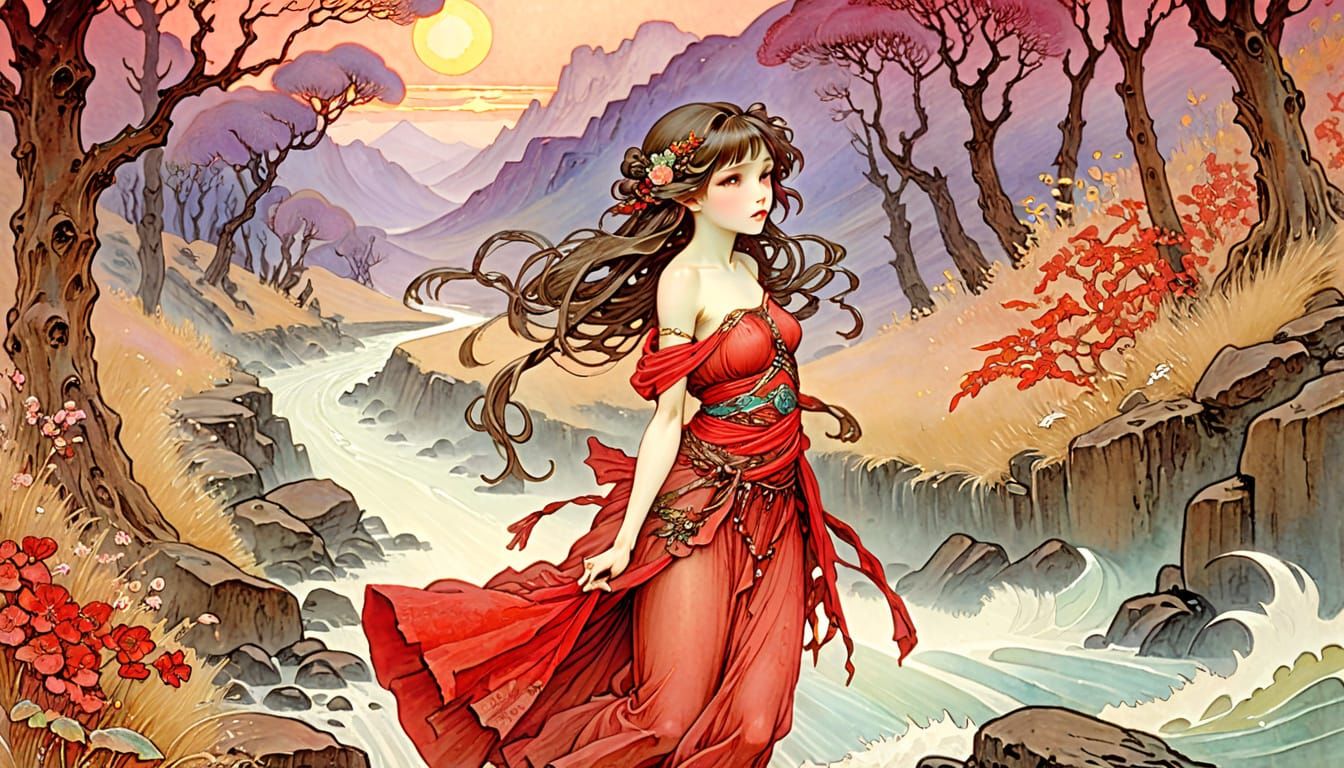 Ethereal Blood Scenes in Watercolour Style