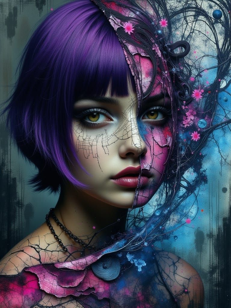 Gothic Sad Portrait in Dark Fantasy Style