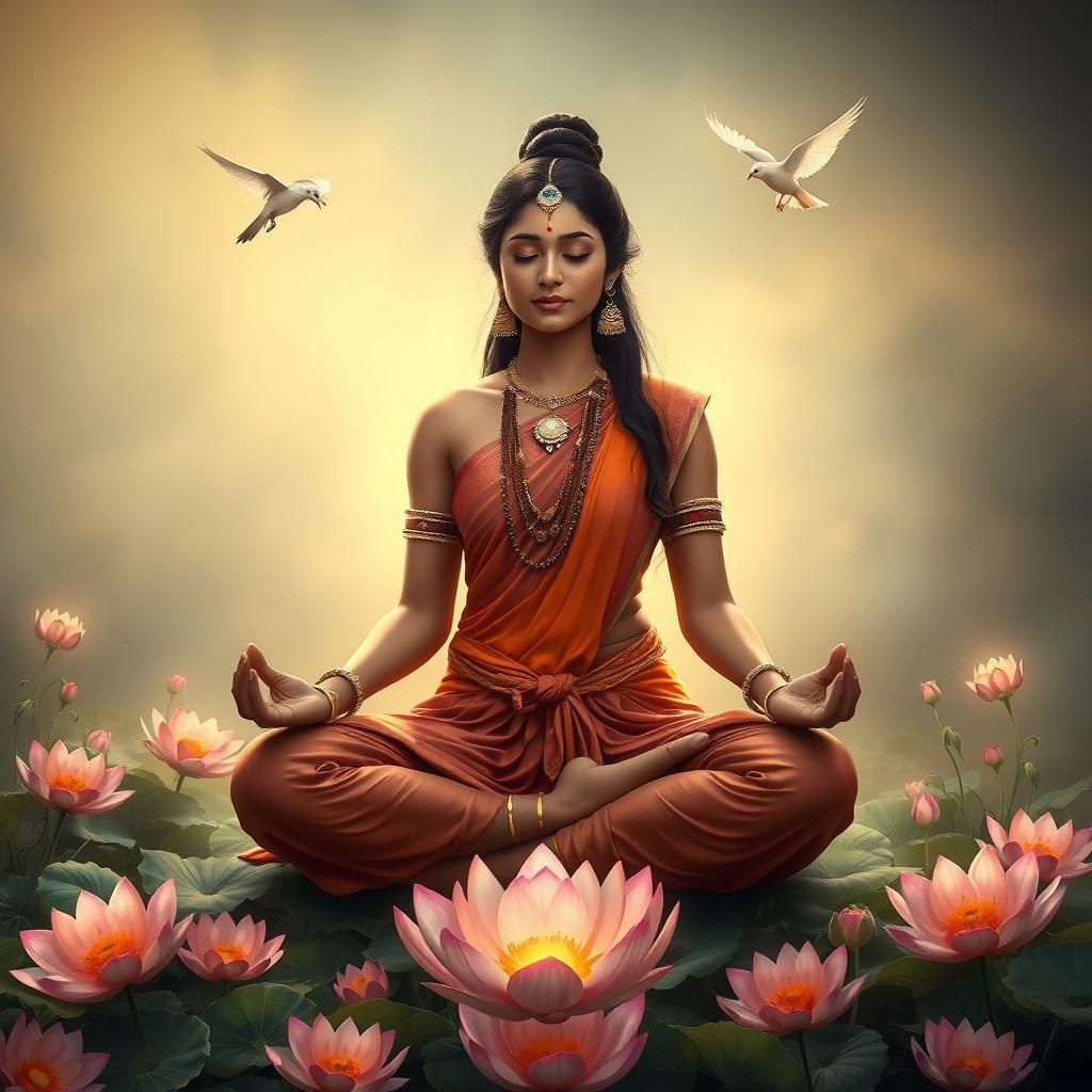 Meditating Indian Sadhvi