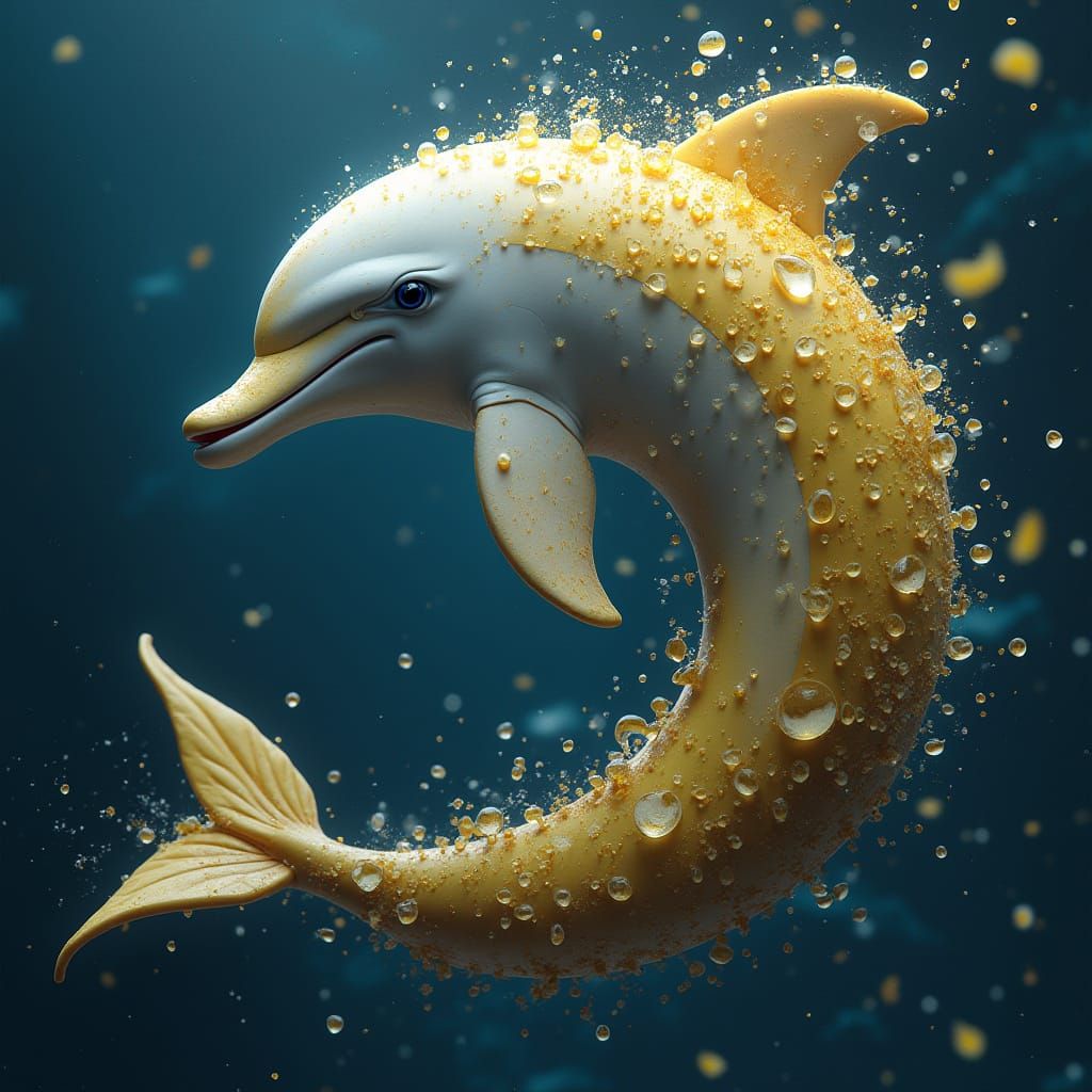 Surreal Dolphin-Banana Hybrid in Vibrant Fantasy Landscape