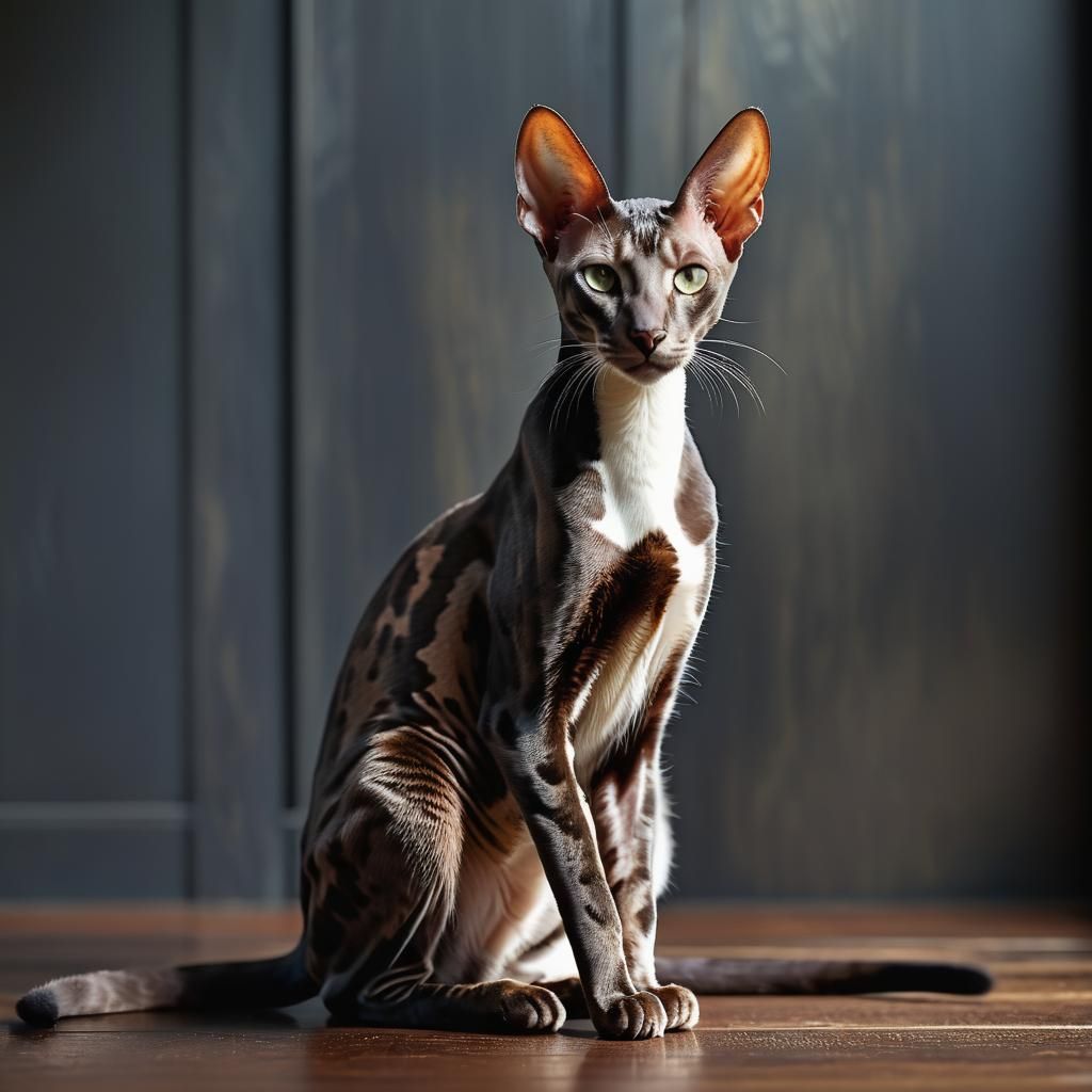 Regal Oriental Shorthair Cat in Warm, Natural Light