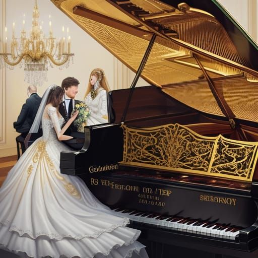 Groom Guitar Dress and Bride Piano Dress Concept Art