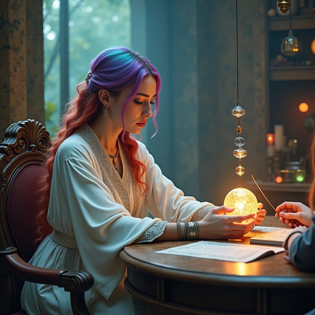 Mystical Woman with Pendulum, Fantasy Concept Art