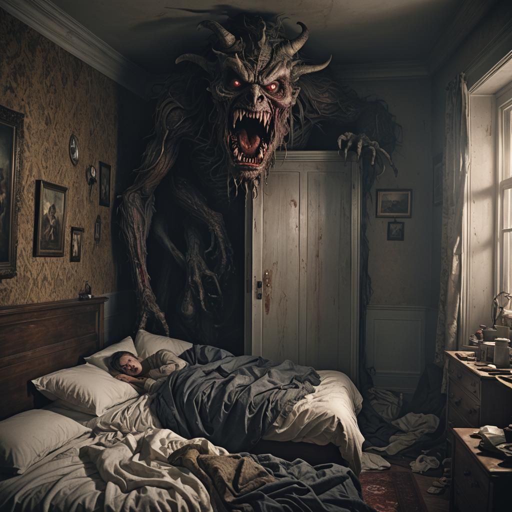 Frightened Person Hiding From Closet Monster