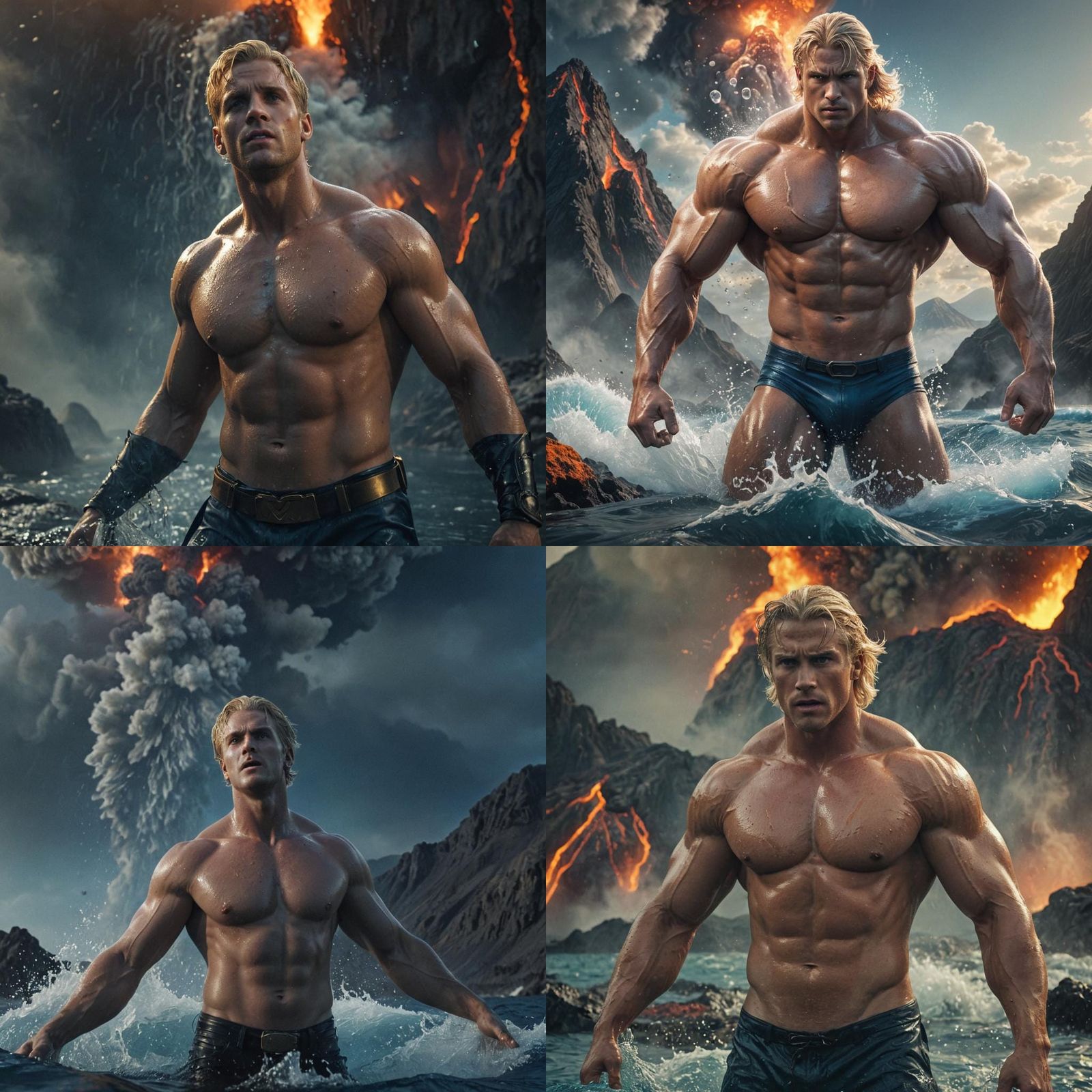 Underwater Volcano Superhero: Cinematic Film Still