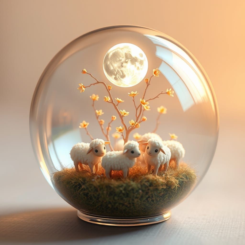 Dreamlike Miniature World Inside Glass Sphere