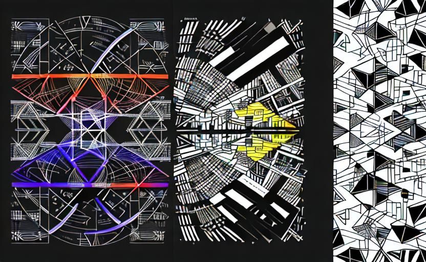 Complex Graphic Music Score with Geometric Shapes