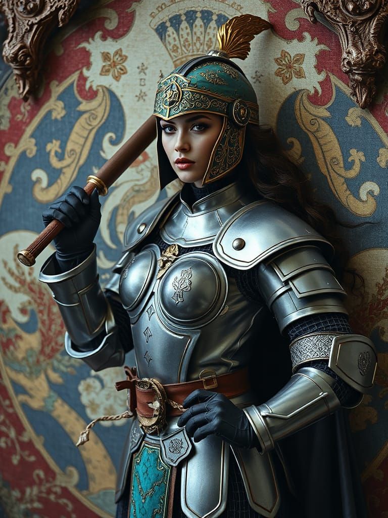 Woman in Intricate Armor with Dark Occult Style