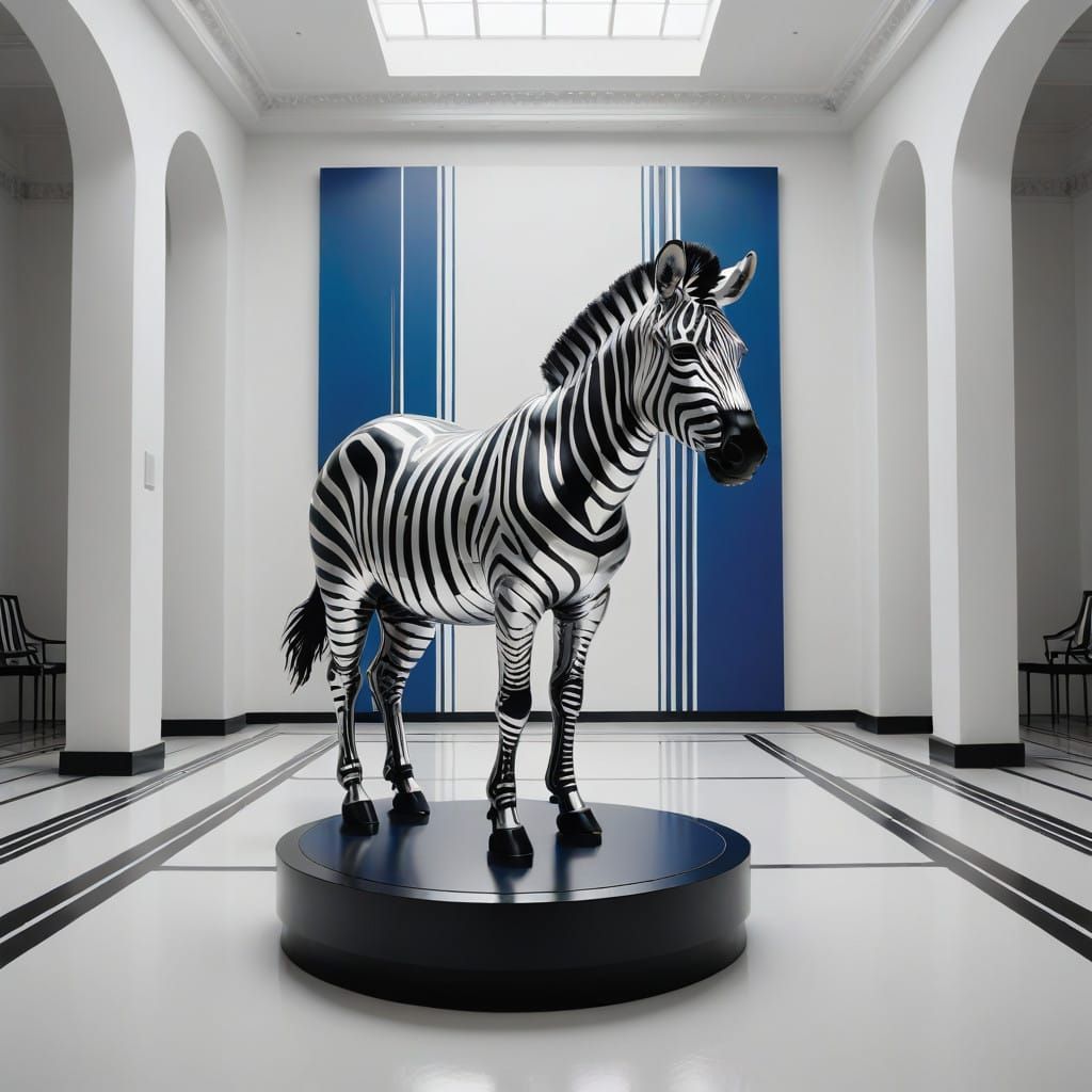 Modern Zebra Sculpture in Silver