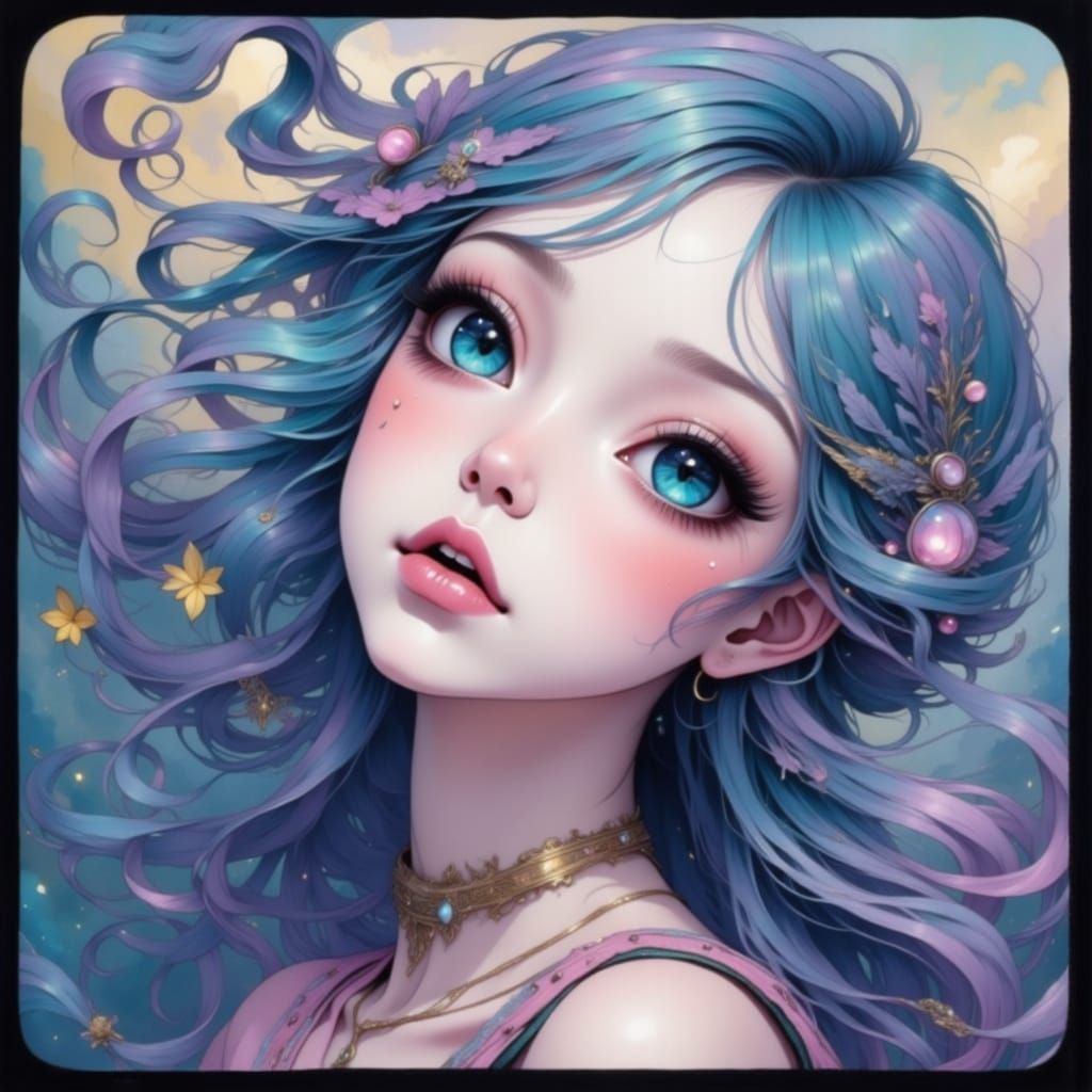 Dreamy Coastal Character with Blue Eyes