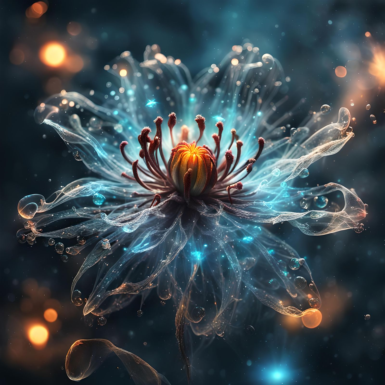 Surreal Glowing Flower Made of Ghostly Flames
