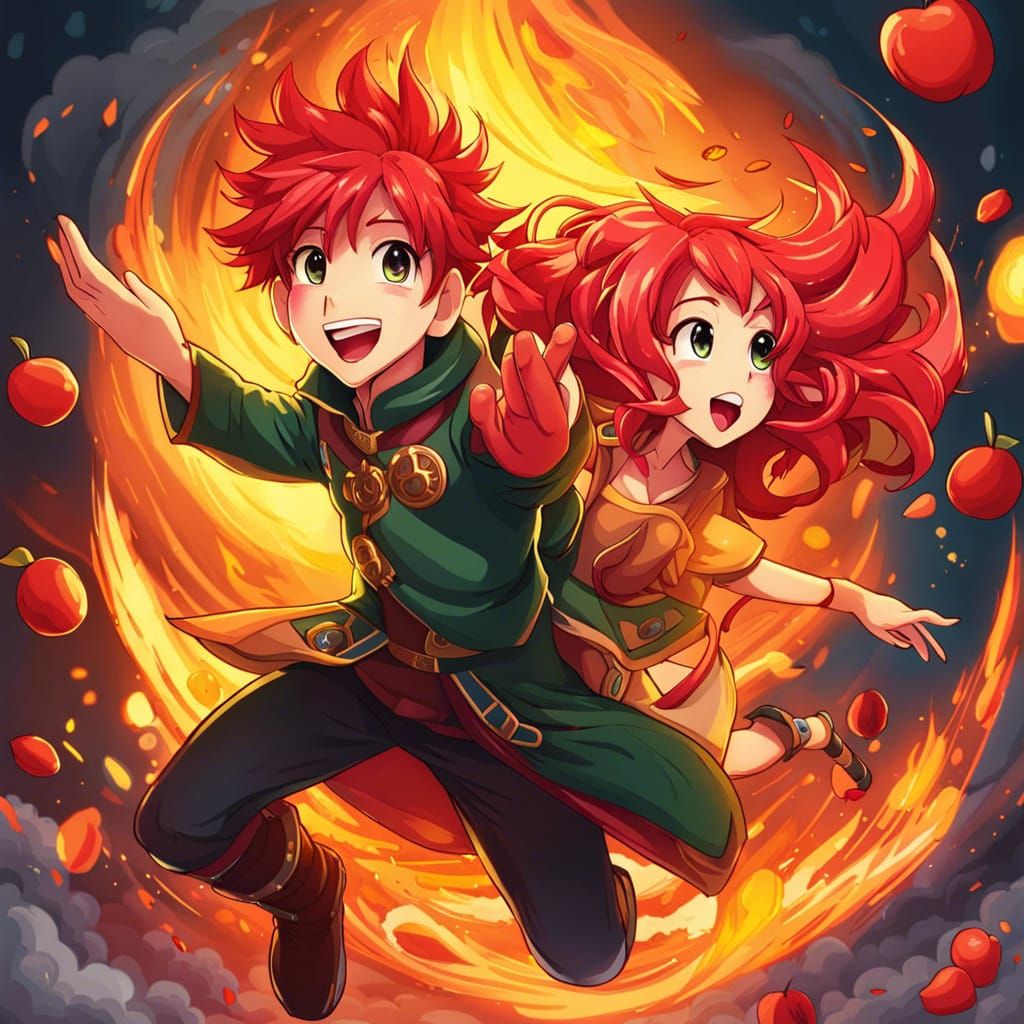 Excited Girl Receives Rose, Manga Art Style