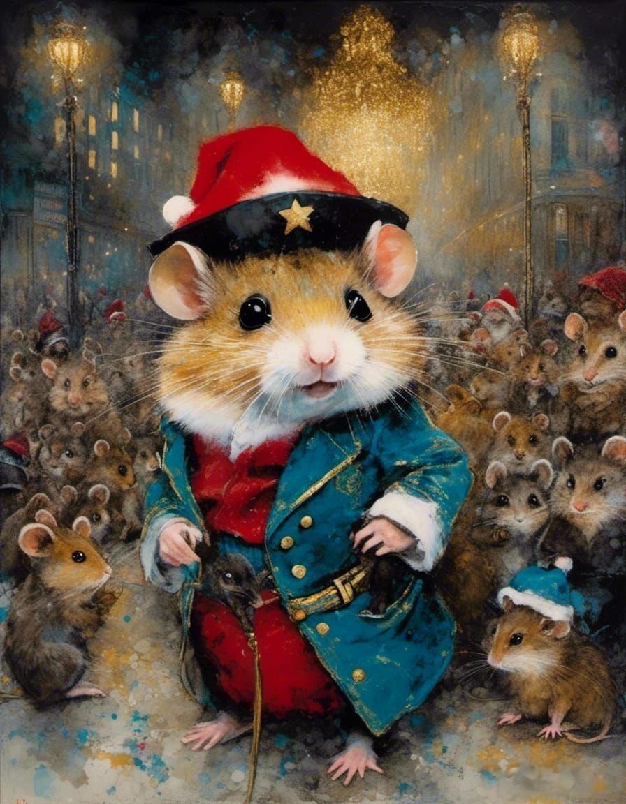 Sheriff hamster at the Christmas market.