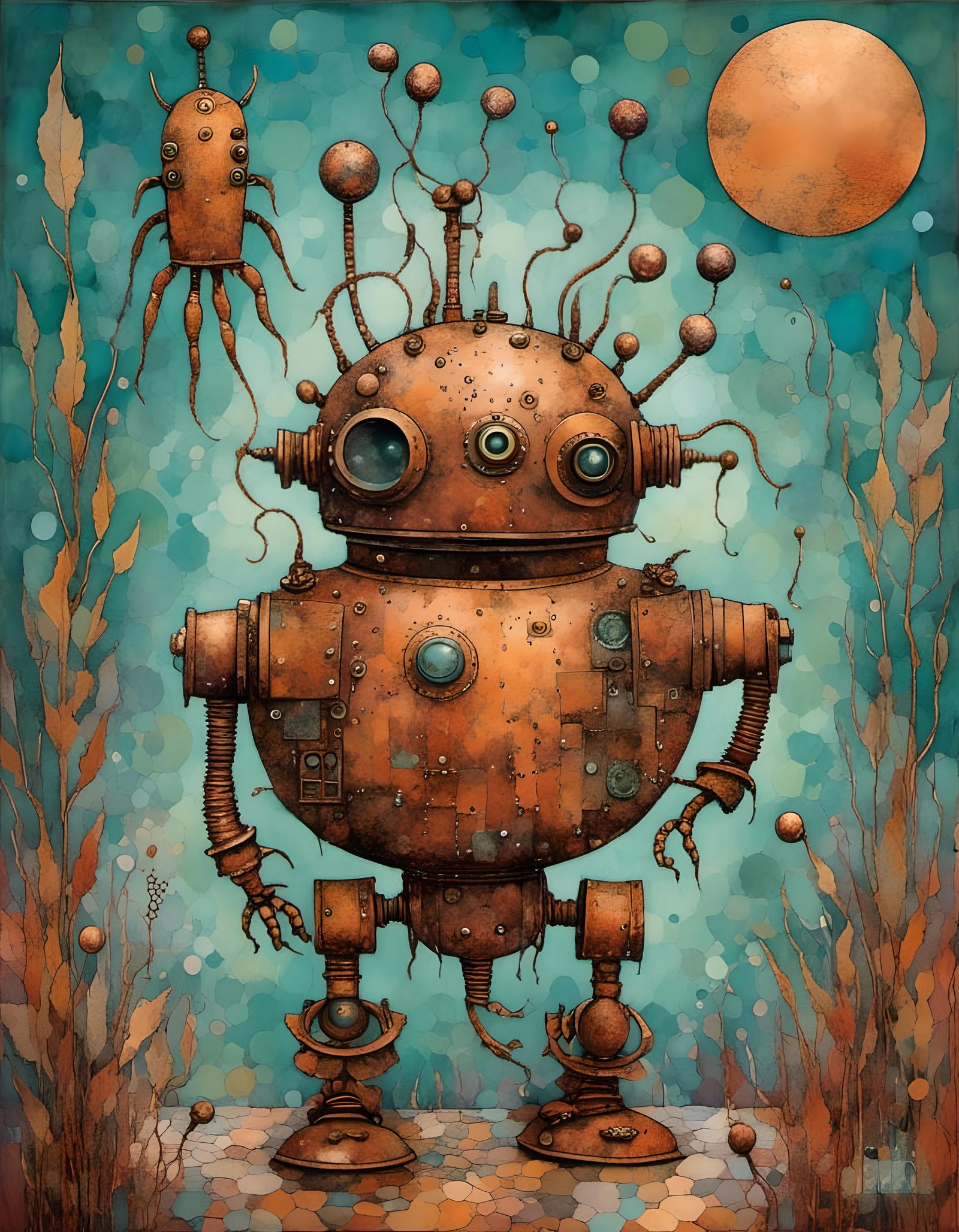 Steampunk Robot Meets Squid Aliens on Mars