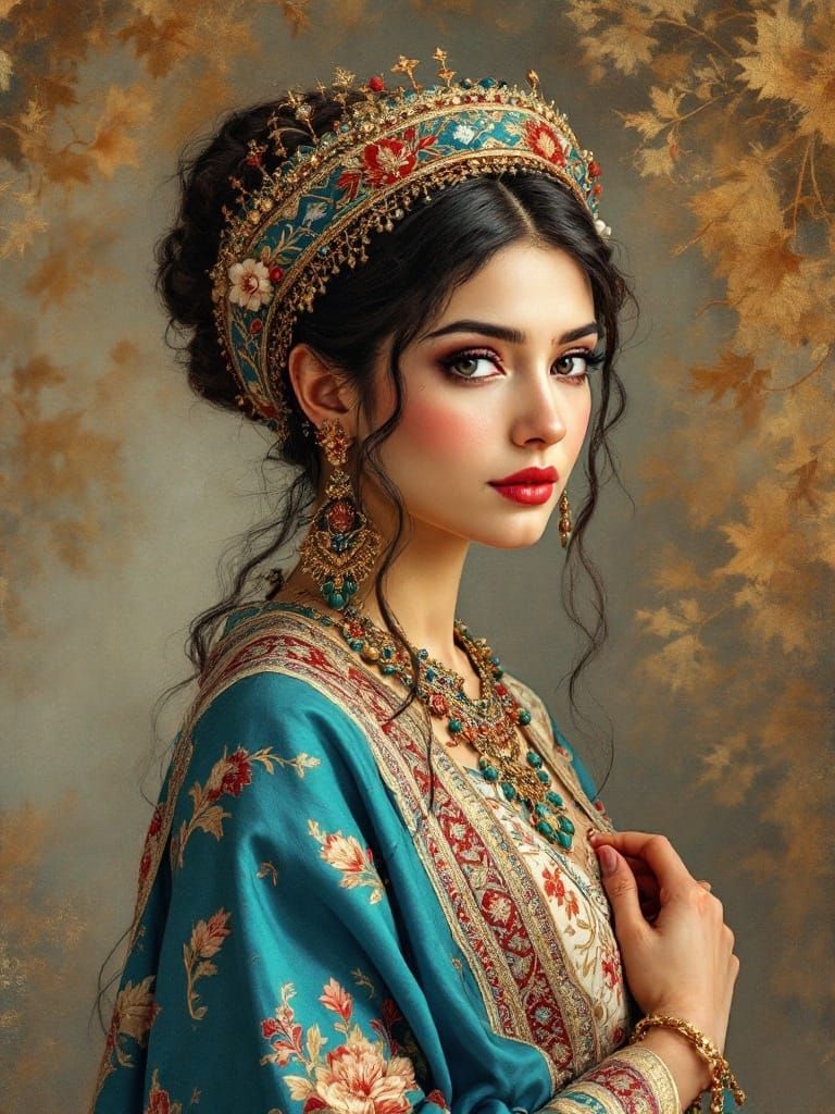 Ottoman Princess with Turquoise and Coral Accents