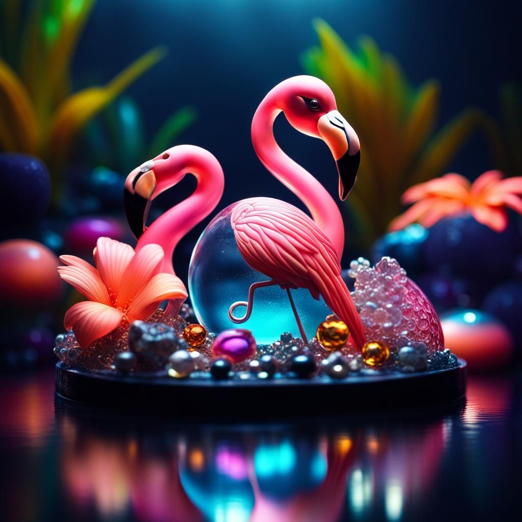 Glowing Aquarium: Jewelry, Gems and Flamingo Float