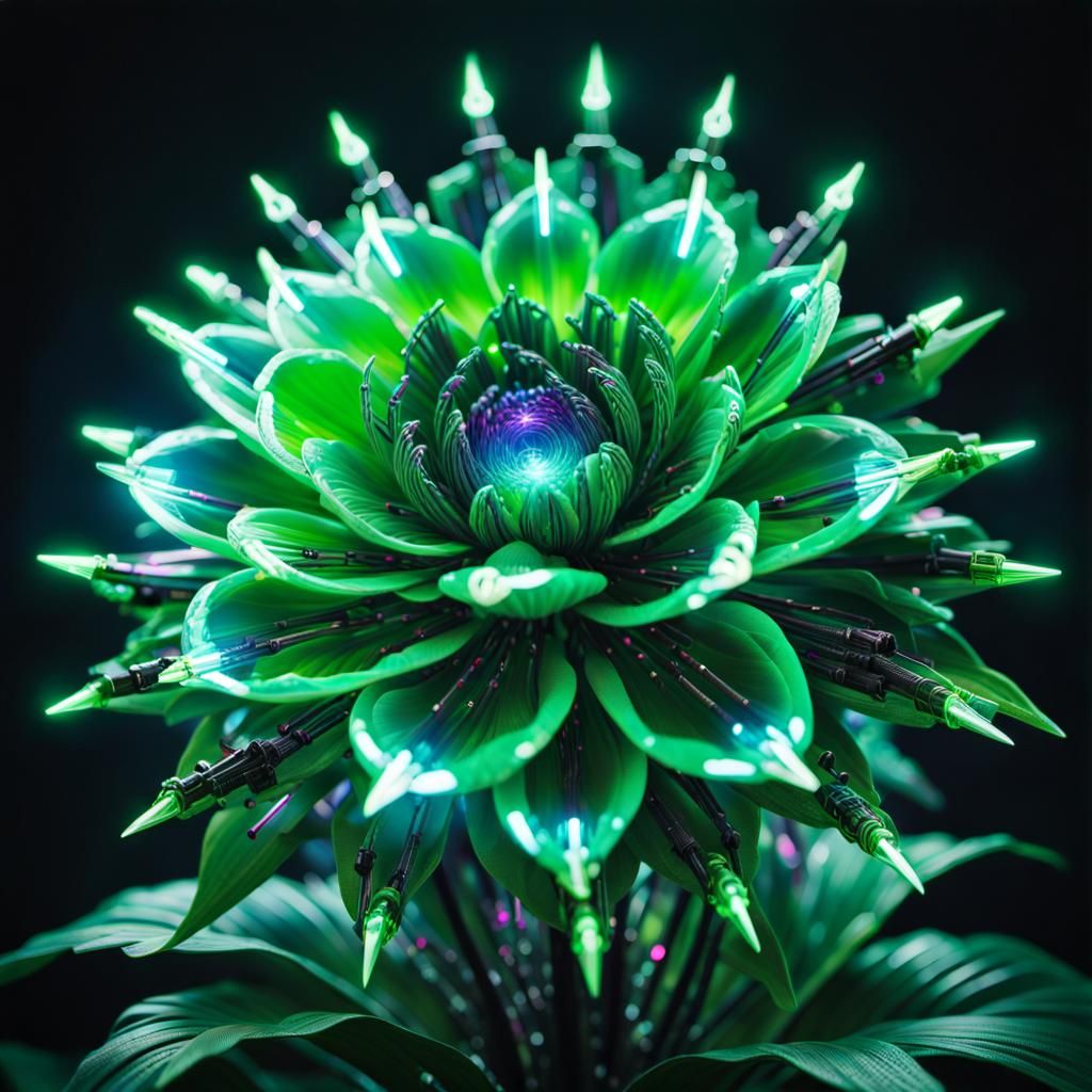 Green Computer Circuitry Flower