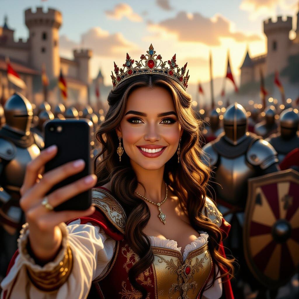 Medieval Princess Takes Selfie Amidst Epic Battle