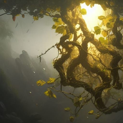 Lush Vine and Branches Concept Art in 8K