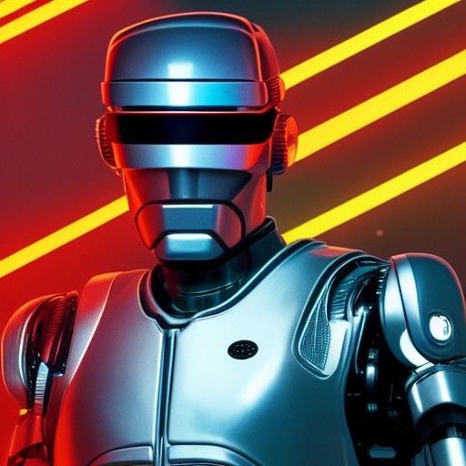 RoboCop in Cyberpunk 2099 Neon Cityscape