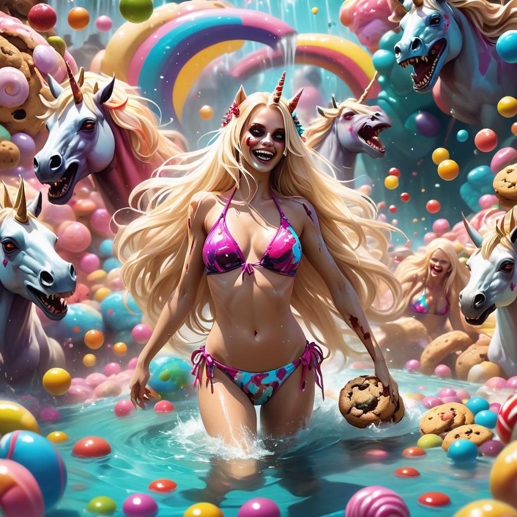 Zombie Unicorns in Candy Land: Hyperdetailed Art