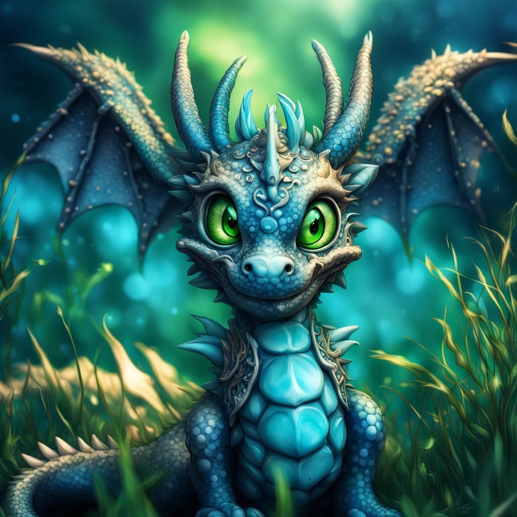 Stylized Chibi Dragon with Intricate Details