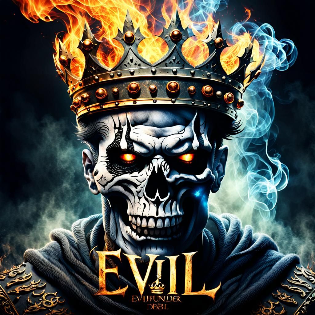 Fiery Typography: "Evil debil" with Crown