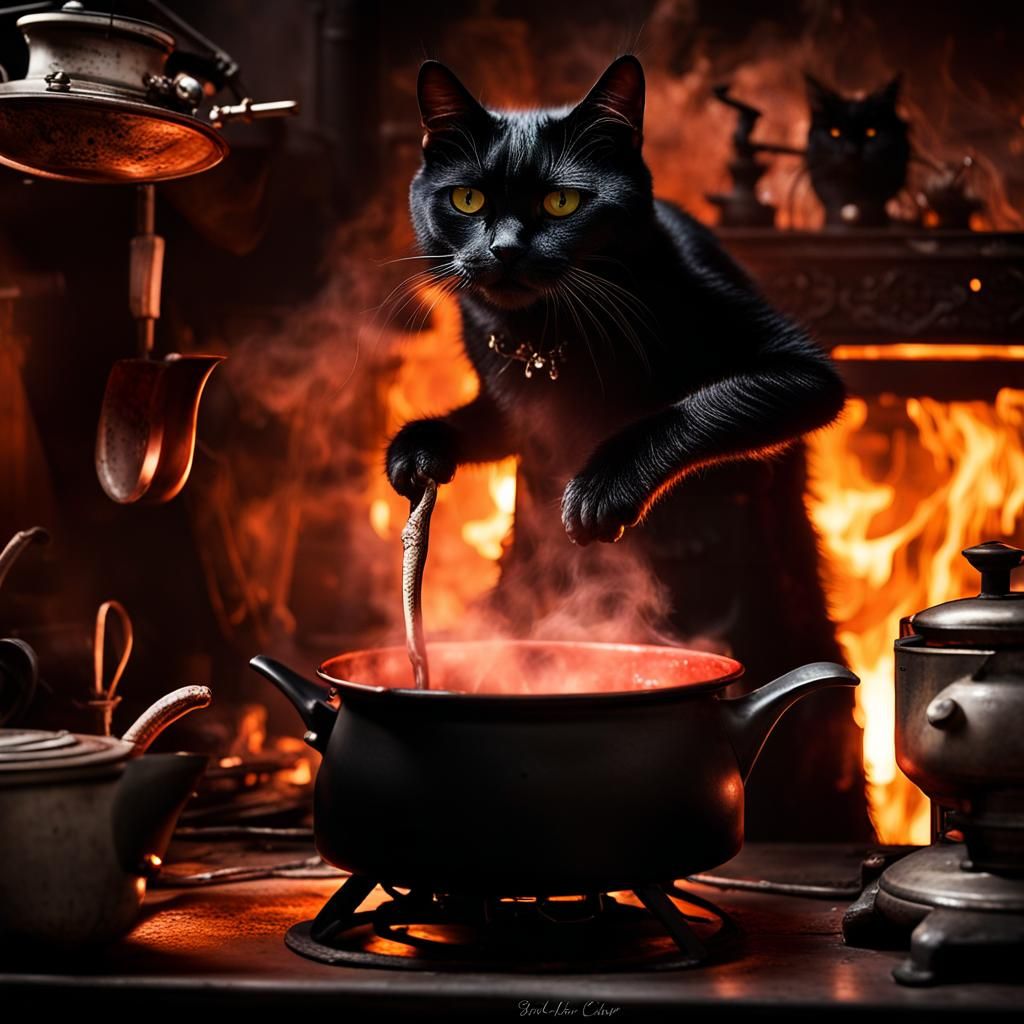 Angry Black Cat in Demonic Hell's Kitchen