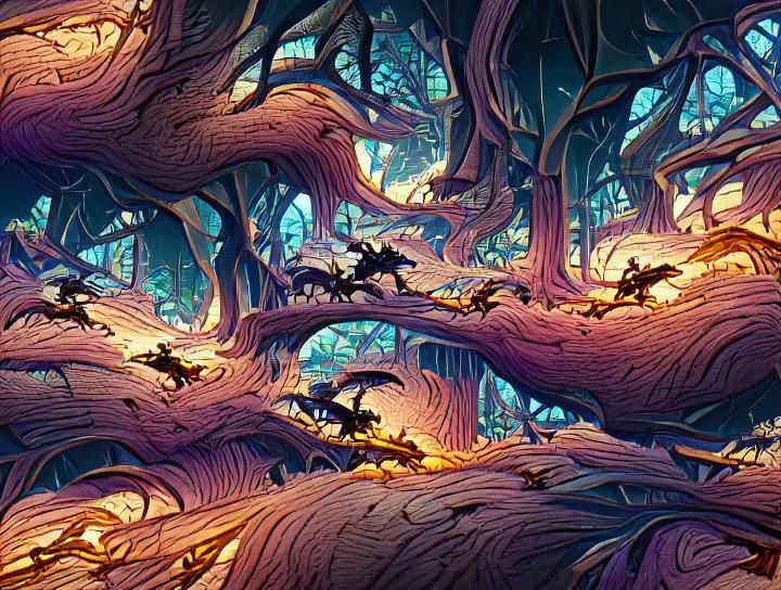 Knights Ride By: A Forest Ambush in Dark Fantasy Style
