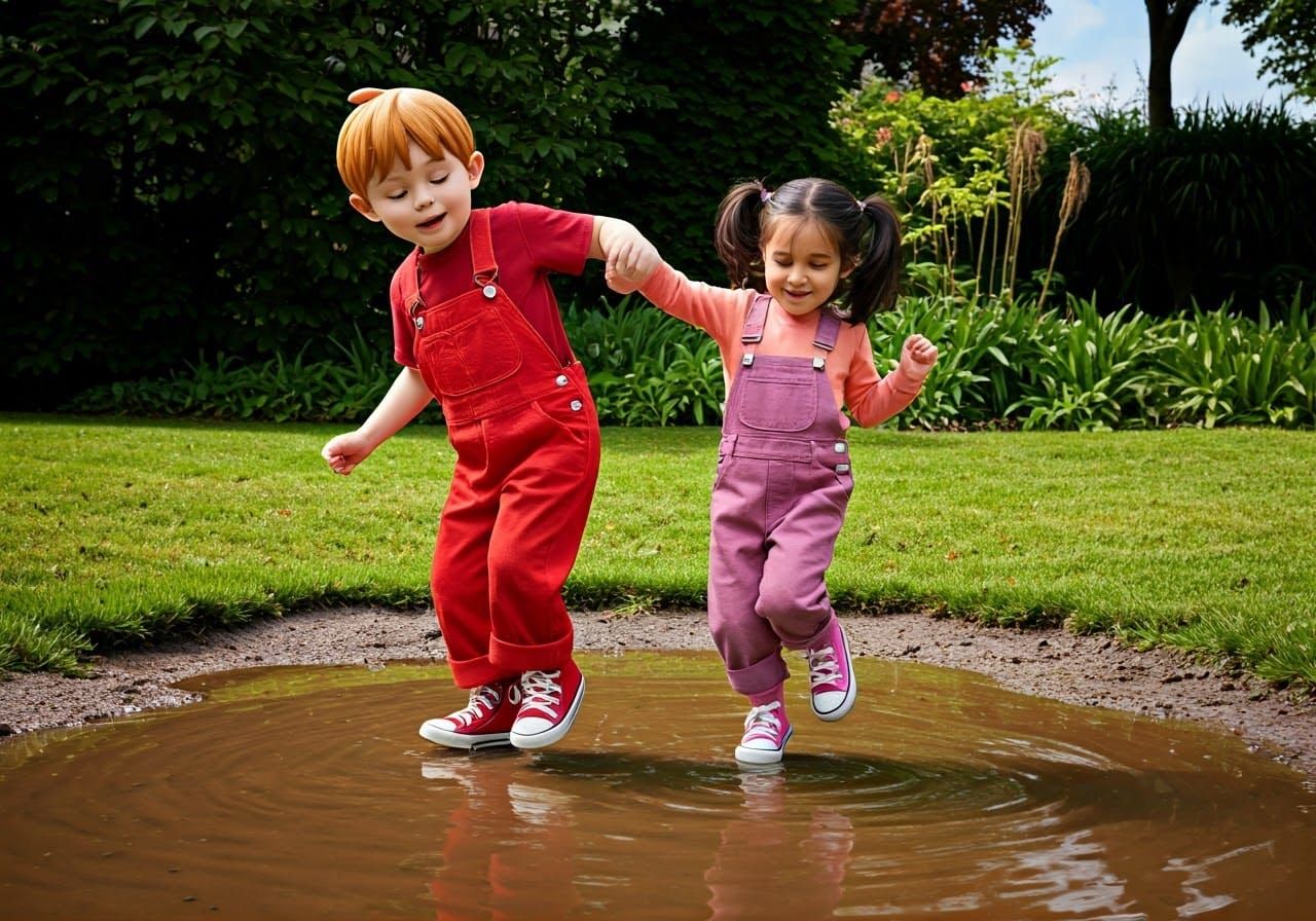Alvin and Brittany Dancing in Muddy Garden Puddle
