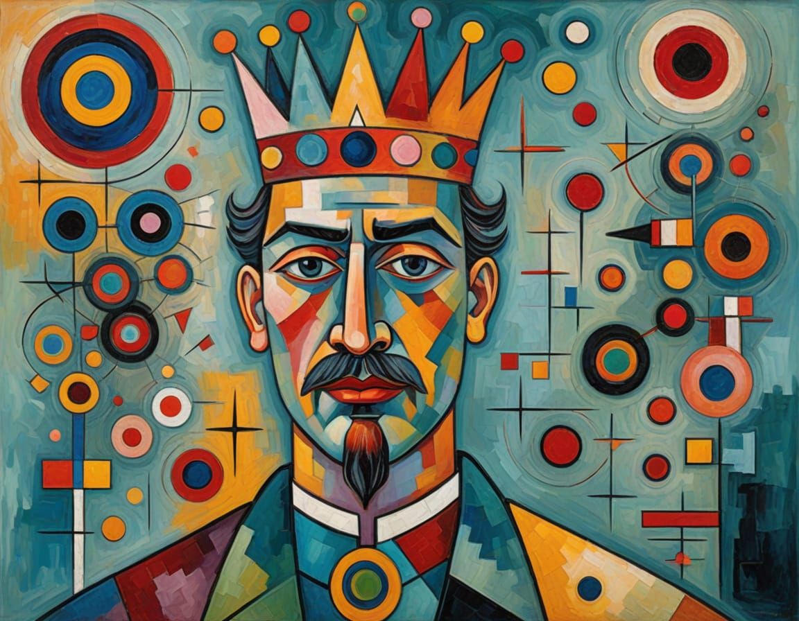 Abstract King Portrait in Muted Pastels