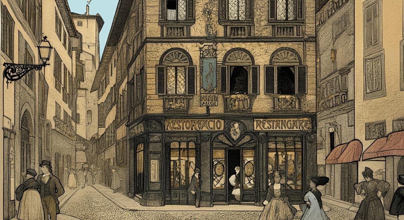 Art Deco Illustration of Florentine Restaurant