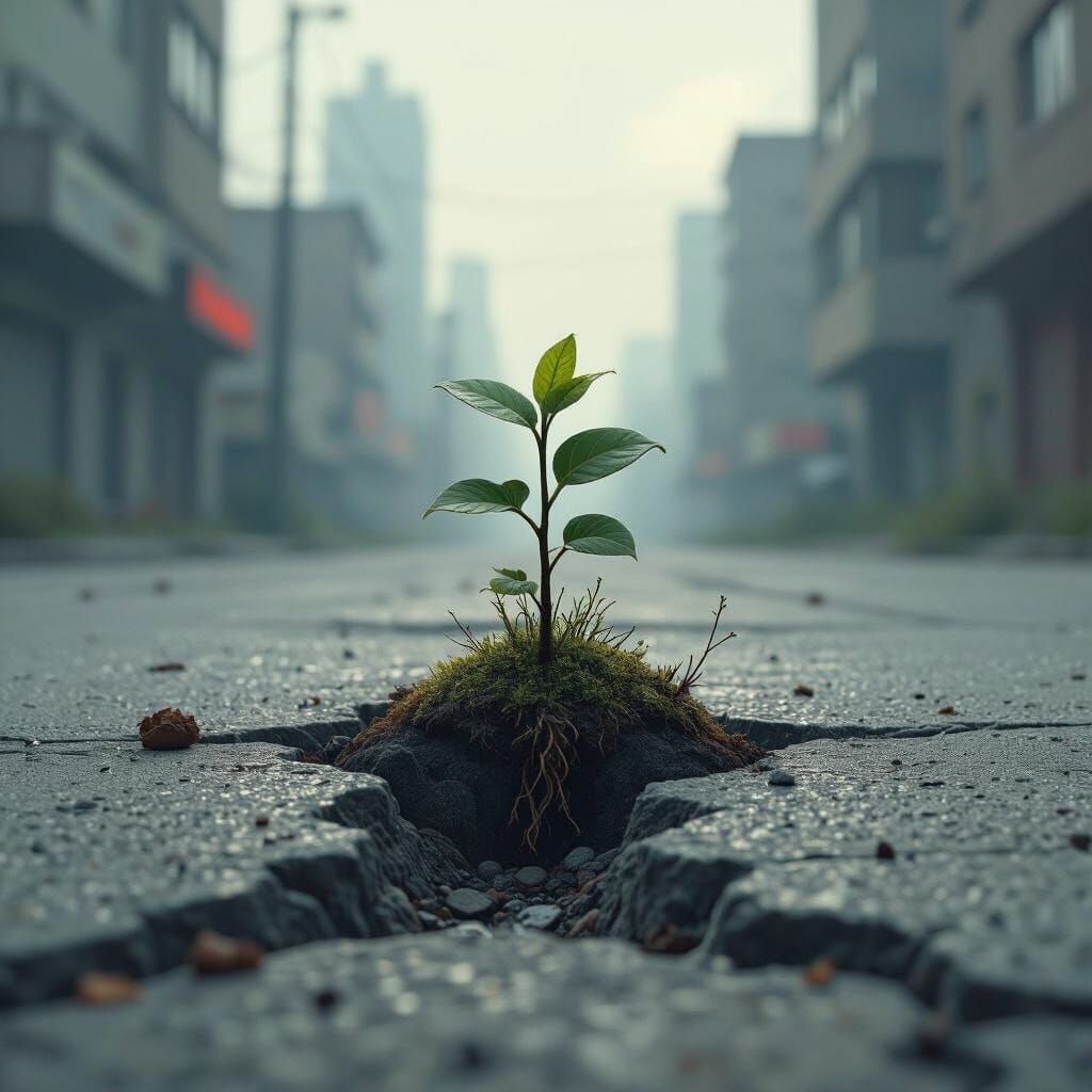 Resilient Plant Sprouts in Urban Landscape