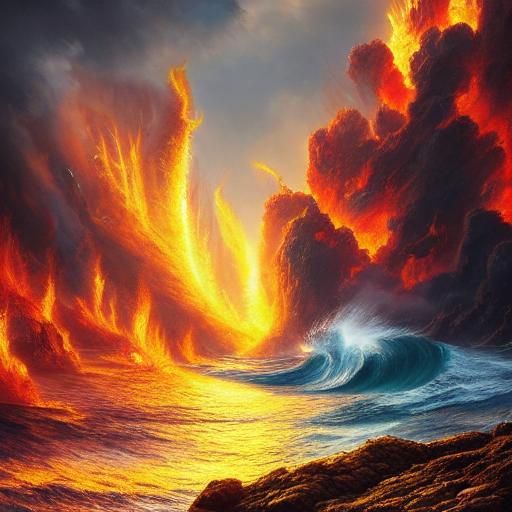 Dragon of Fire and Ocean Light: Digital Painting