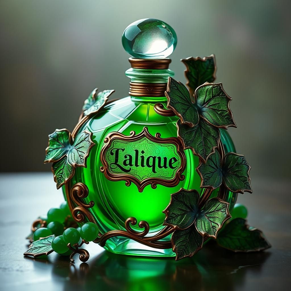 Lalique Enamelled Glass Perfume Bottle