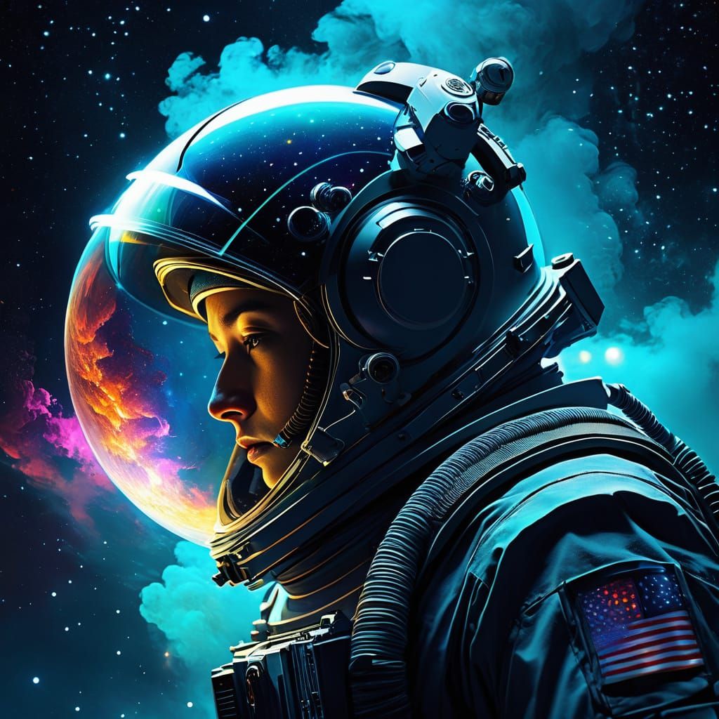 Astronaut Surrendering to Deep Space Abyss