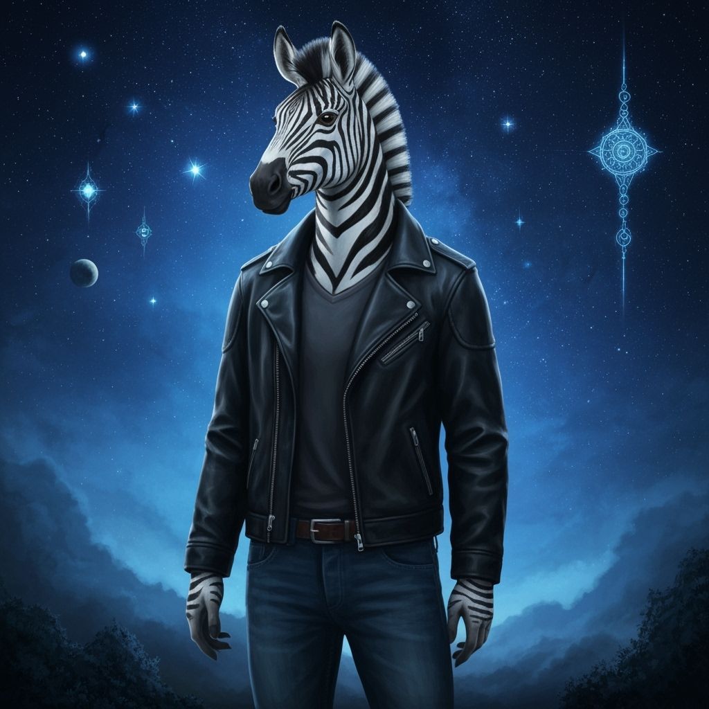 Nocturnal Zebra Hybrid in Digital Painting Style