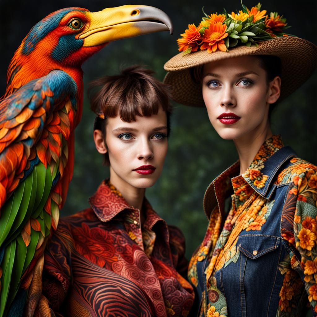 Surreal Restaurant Scene with Exotic Aliens in Dreamy Style