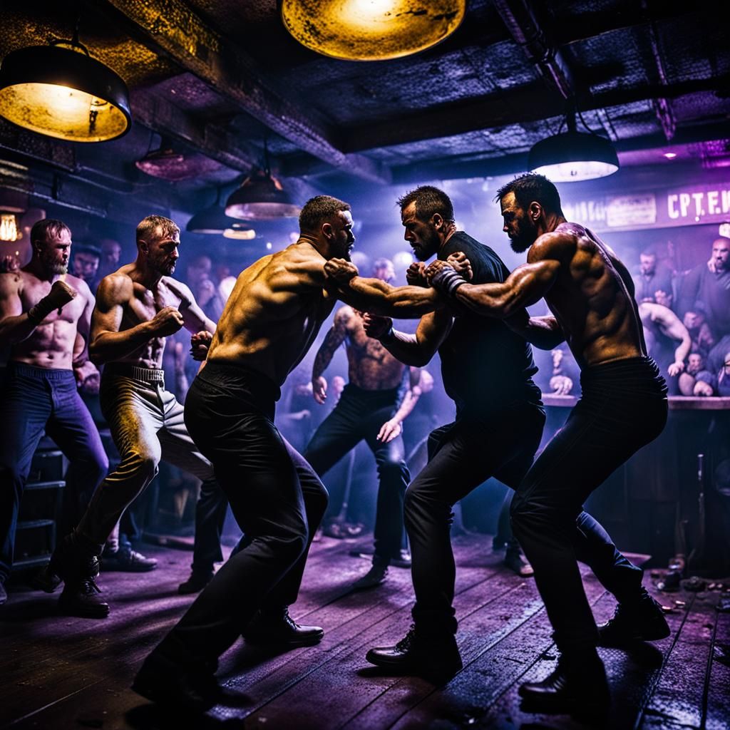Gritty Fight Club in Dark Fantasy Style