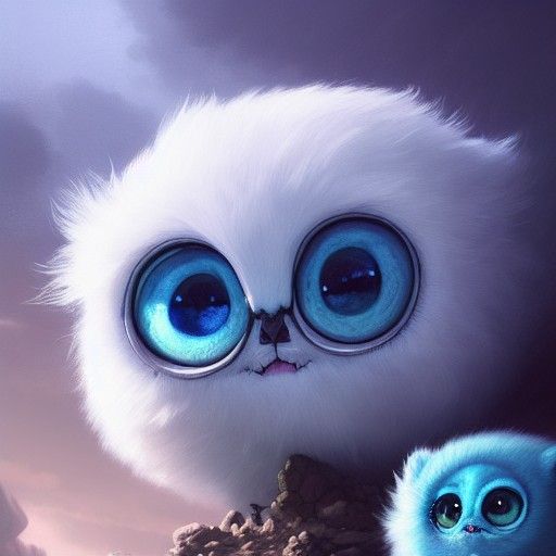 Cute Blue Monsters in Hyperdetailed Concept Art