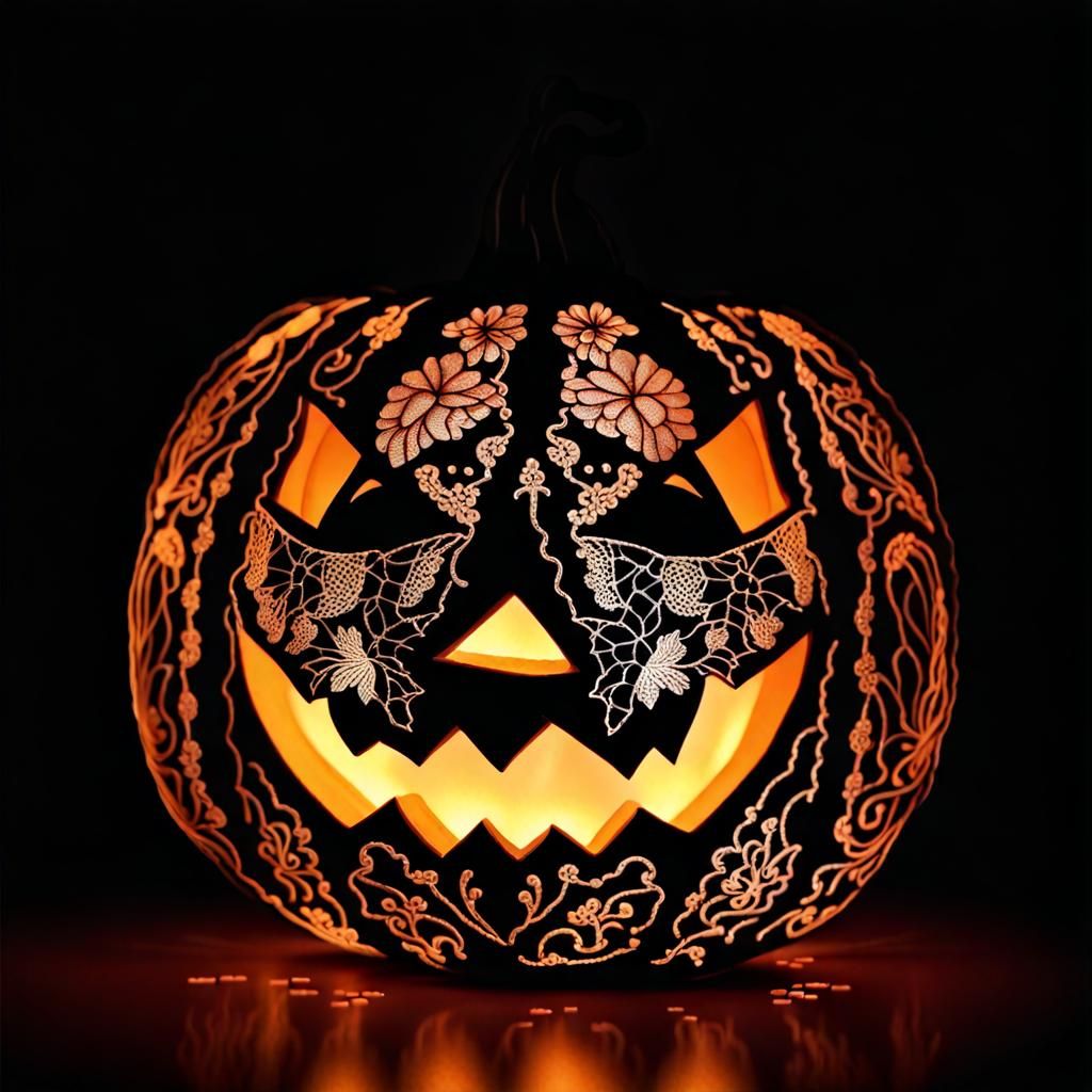 Lace Jack O' Lantern Lit