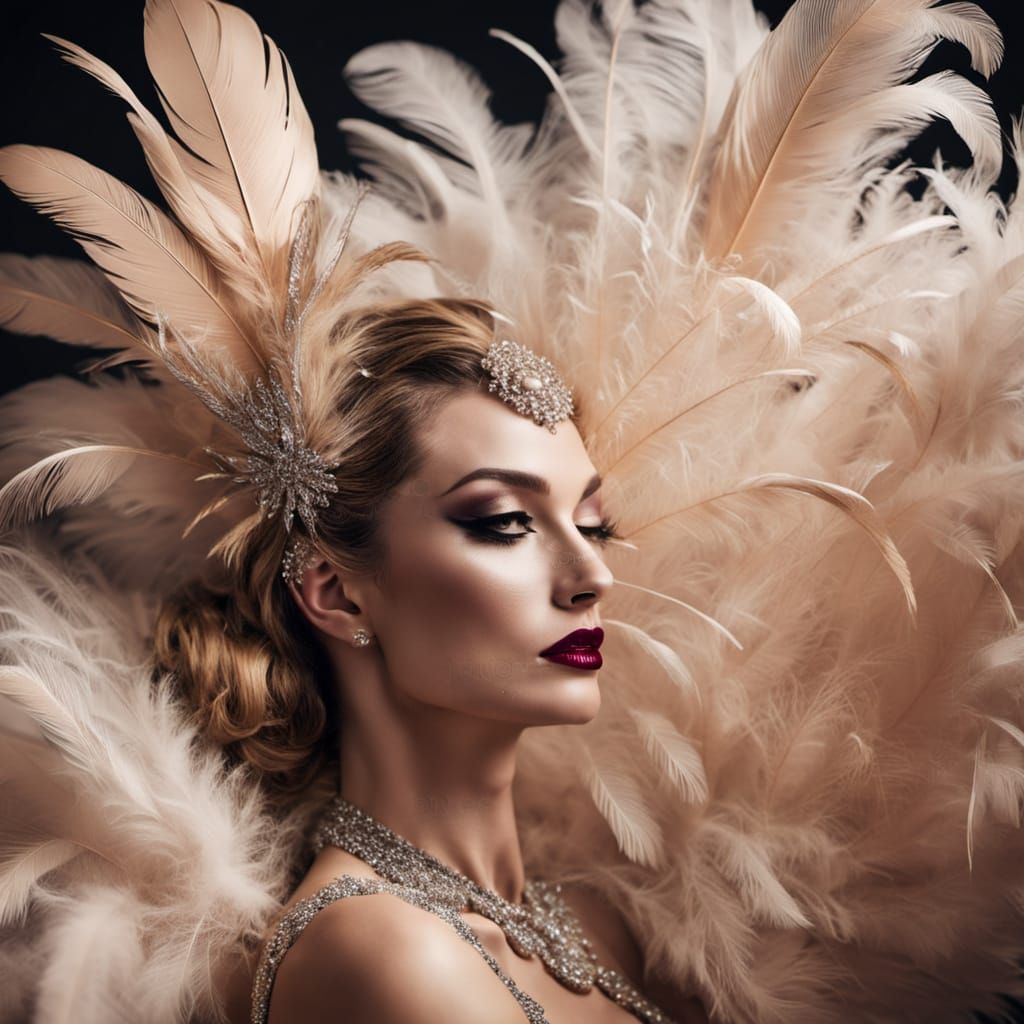 Glamorous Burlesque Showgirl in Vintage Style