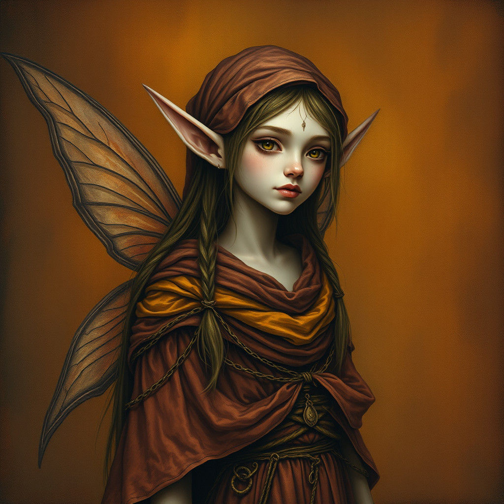 Elegant Fairy Elf in Earthy Tones