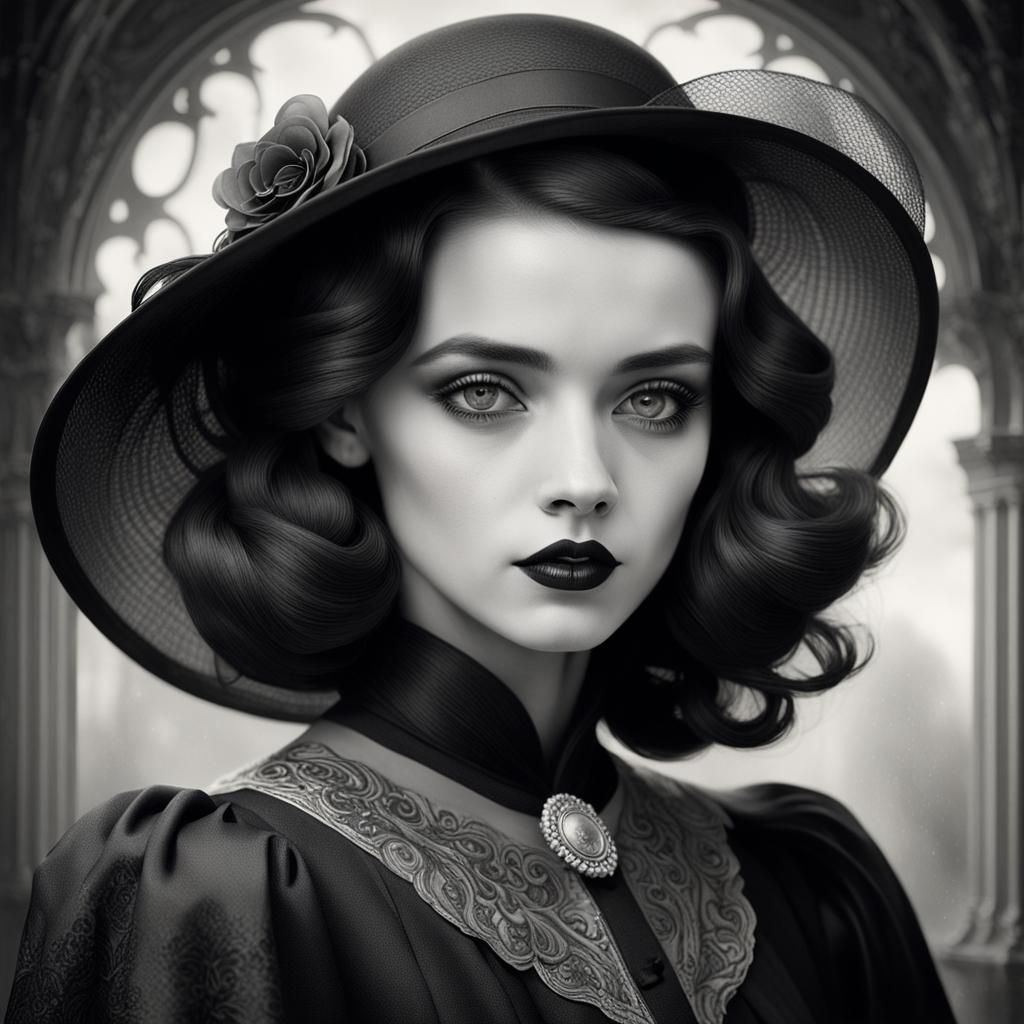 Elegant Lady: Negative Afterimage Portrait