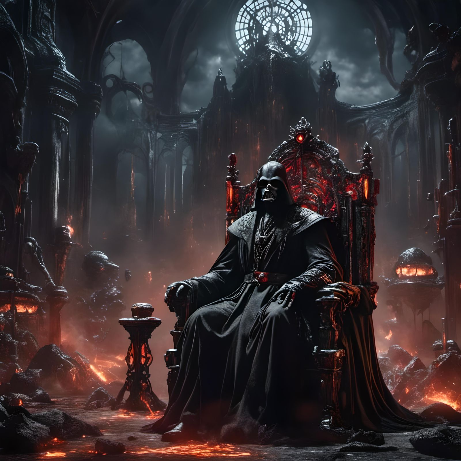 Dark Lord of the Sith on Throne, Surreal Art