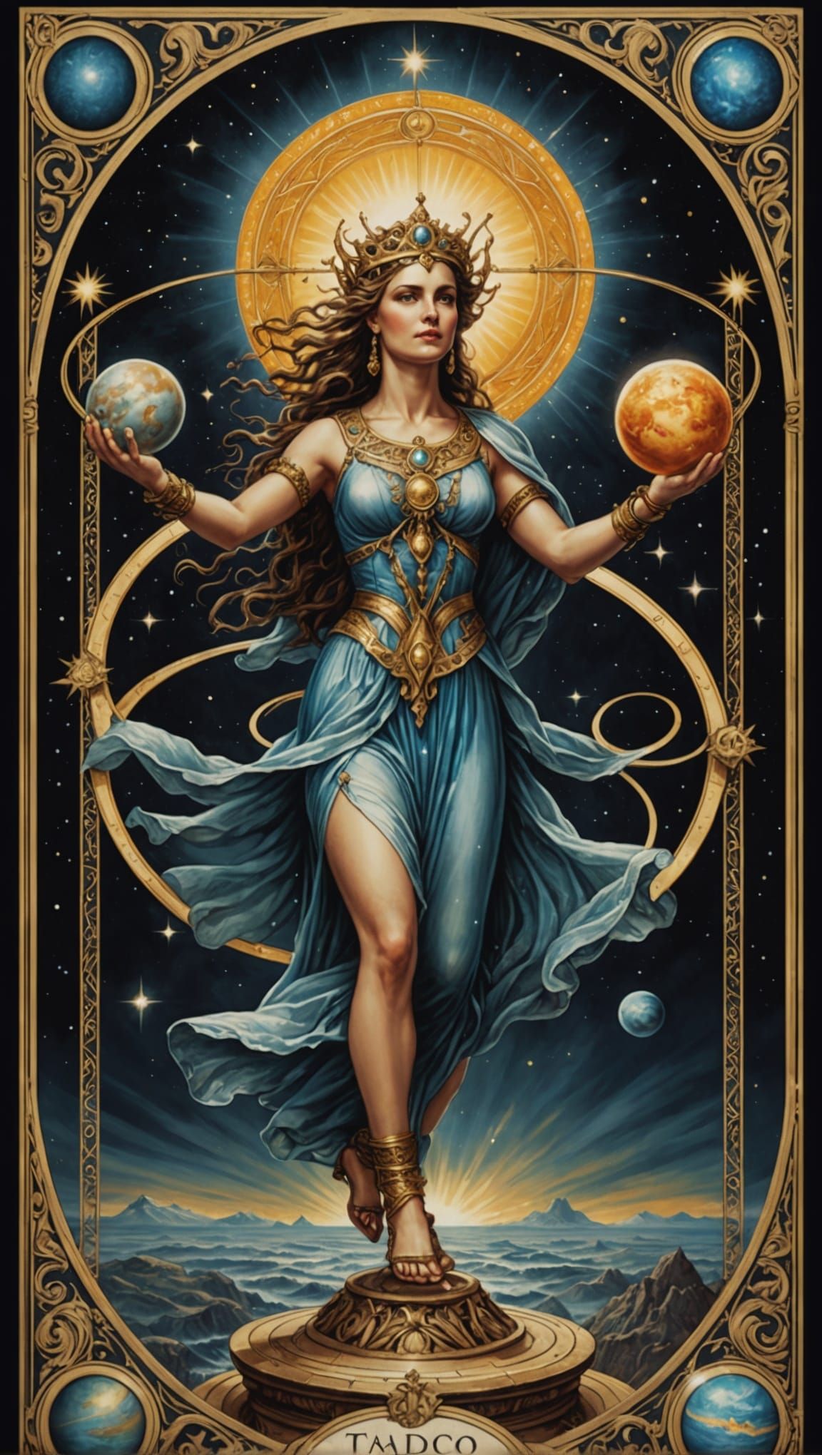 Goddess Dancing on Saturn in Tarot Card