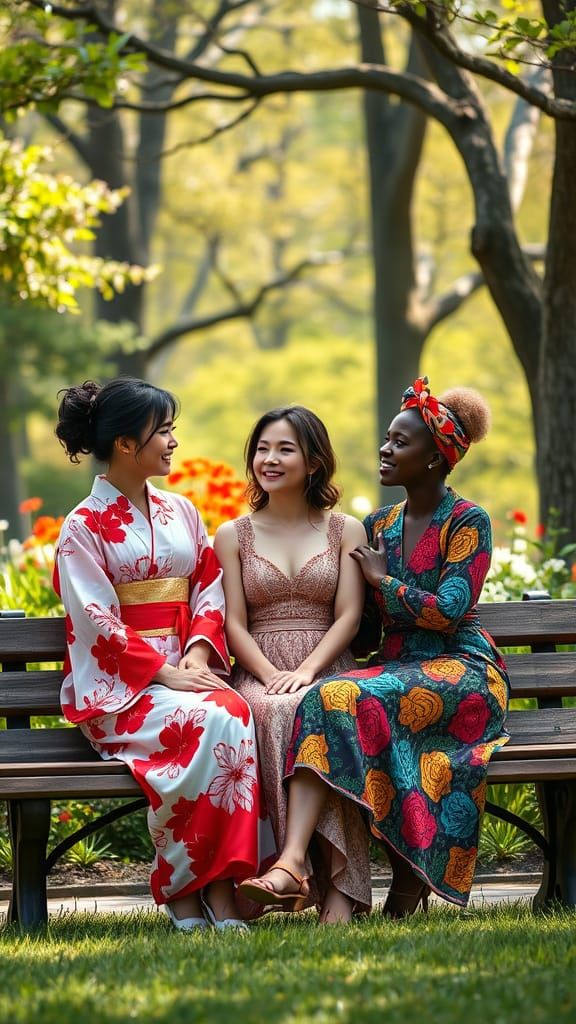 Girls in Serene Park Conversation, Cultural Exchange and Fri...