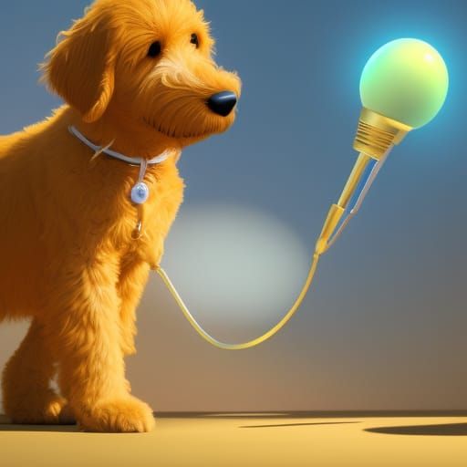 Golden Doodle as 3D Digital Art